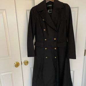 Lauren Ralph Lauren Double Breasted Military Style Wool Cashmere Coat